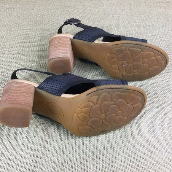 BORN Leather Peep Toe Heel Sandals - Picture 9 of 10